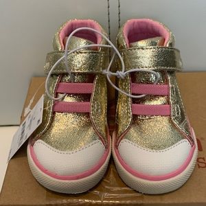 NWT Baby Size 5 See Kai Run gold sneakers